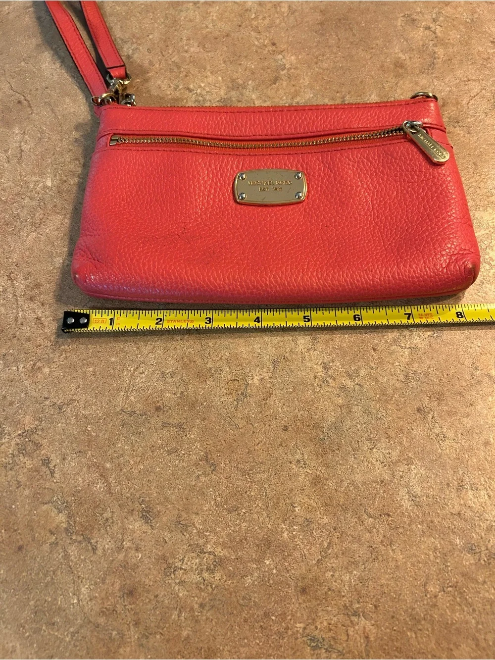 Michael Kors Coral Barbie Pink Leather Wristlet Clutch